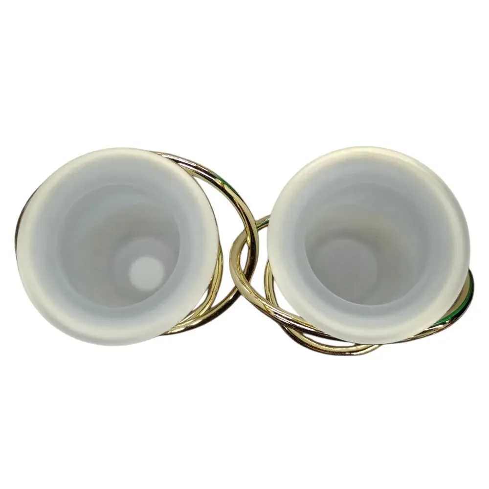 PartyLite Gemini Candle Holder Frosted & Gold Colored Votive Holders New in Box